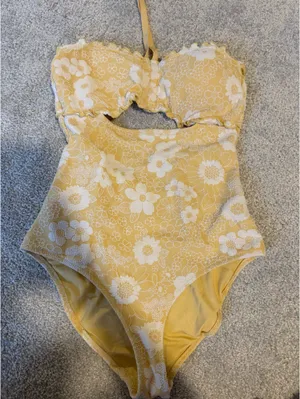 Aerie Floral Yellow Bathing Suit thumbnail 2
