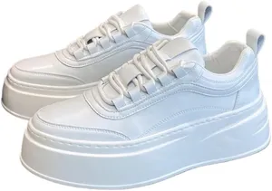 NWT ~ White Breathable Lightweight Faux Leather Platform Sneakers ~ Women's 11.5 thumbnail 1