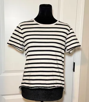 Madewell Black White Mixed Stripe Size Medium Casual Minimalist thumbnail 1