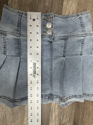 Y2K Denim Micro Mini Skirt Size Small Pleated Ruffle Bratz Indie Coquette Tennis thumbnail 5