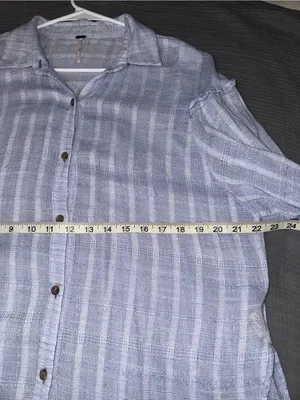 Free People Pale Blue Striped Button-Down Shirt thumbnail 7
