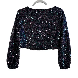 Coco Jameson Purple Teal Iridescent Sequin Crop Top Womens Small‎ Party Festival thumbnail 2