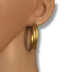 Brushed gold tone intertwined hoop earrings thumbnail 3
