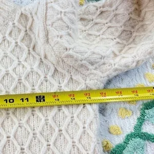 West of Melrose‎ Cream Cable Knit Balloon Sleeve Sweater Ivory XS Honeycomb thumbnail 6