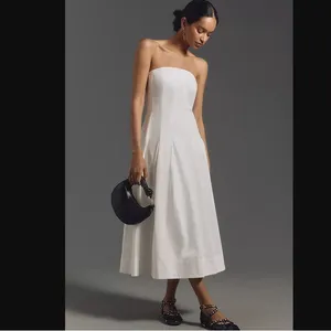 Anthropologie Mare Mare strapless seamed a line midi dress in white thumbnail 2