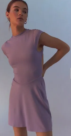 Silence‎ + Noise Sadie Lavender Cutout Mini Dress, XL thumbnail 1