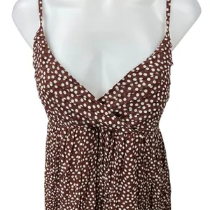Motherhood Maternity Brown White Sleeveless Polka Dot Cami Mini Dress Size L thumbnail 3