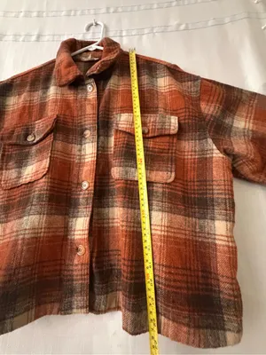 Easel Los Angeles Plaid Women’s size L Cropped Flannel Shirt Shacket (A616) thumbnail 5