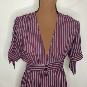 Urban Outfitters Plunging short sleeve striped empire waist midi shirt dress S thumbnail 6