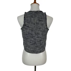 Zara XS Blue Tweed Sleeveless Top Cropped Career Officewear Y2K thumbnail 5