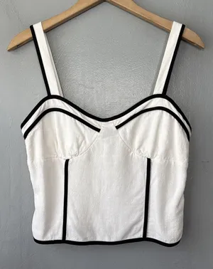 Sienna Sky Corset Style Cami Size Large White Black Cropped Top Coquette Clean Girl Siren thumbnail 1