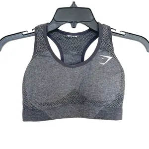 Gymshark Womens Sports Bra Activewear Sz XS Crop Top Logo Workout Gray Stretch thumbnail 2