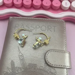 Diamond and gold heart earrings thumbnail 2