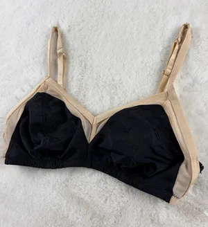 INC Two-Tone Everyday Stretch Wireless Bra in Black & Nude SMALL thumbnail 1