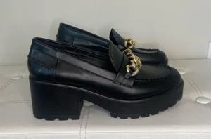 Nasty Gal Black Faux Leather Chunky Loafer with Gold Thick Chain Size 8 thumbnail 7