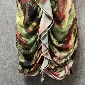Lilyful Mini Dress Ruffle Trim Sleeveless Green Abstract‎ Print Size L thumbnail 4