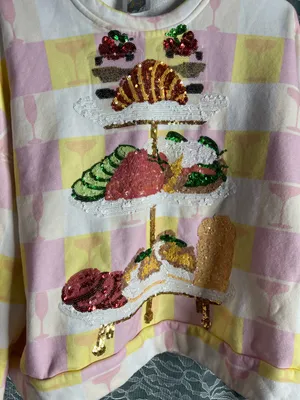 Queen of Sparkles Thanksgiving Feast Dinner Cocktail Party Sequins Sweater XS thumbnail 3