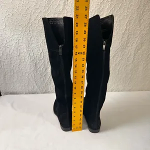 Genuine 1976 Leather Boots Knee Hight Shoes Back Zip Black Suede Riding Boots thumbnail 11