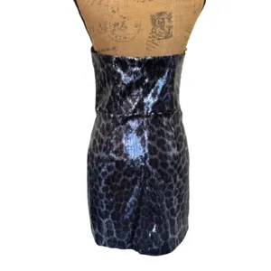 NWT Zara Blogger Favorite‎ Short Sequin Dress Blue Leopard Festive Size Medium thumbnail 7