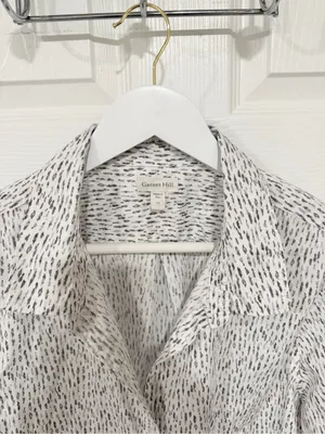 Garnet Hill White Speckle Pima Cotton Quiet Luxury Button Front Size 12 Shirt thumbnail 3