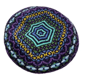 Joe Boxer Purple Fair Isle Knit Beret Hat OSFM Acrylic Boho Tam thumbnail 1