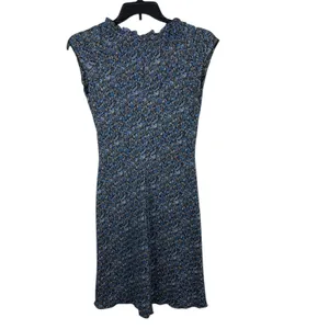 VTG Y2K Byer Too USA Made Blue Gray Floral Sleeveless Ruffle V-neck Dress M thumbnail 3