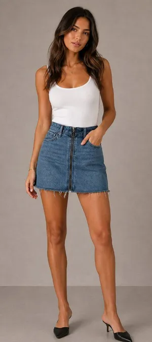 Free People We The Free High Waist Jean Skirt Size 27 thumbnail 1
