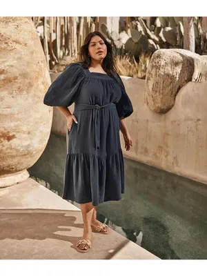 SUMMERSALT The Going Places MIDI Navy Gauze Dress Size XS NEW with tags thumbnail 3