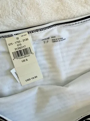 NWT Aerie Black and White Striped Bikini Bottom - Size: Small thumbnail 3