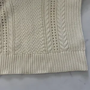 J. Crew Aran Cable Knit V-Neck Sweater Cream XS Tennis Prep Scandi Chic Preppy thumbnail 10