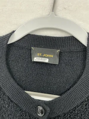St. John Black Button-Front Knit Cardigan 1022 thumbnail 3