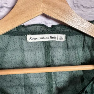 Abercrombie & Fitch puff sleeve blouse,‎ deep green sheer women’s size small thumbnail 4