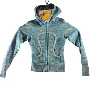 3025 | Lululemon Scuba Full Zip Space Dye Fleece Lined Hoodie Blue Women Size 2 thumbnail 2