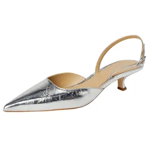Michael Michael Kors Womens Shiny Luna Kitten Sling Pumps Silver Gray 6.5M thumbnail 13