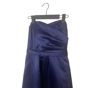 ABS by Allen Schwartz Navy Blue Strapless Satin Cocktail Dress Size 0 Prom HOCO‎ thumbnail 2
