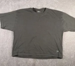 gymshark gray oversized cropped t shirt large embroidered logo thumbnail 1