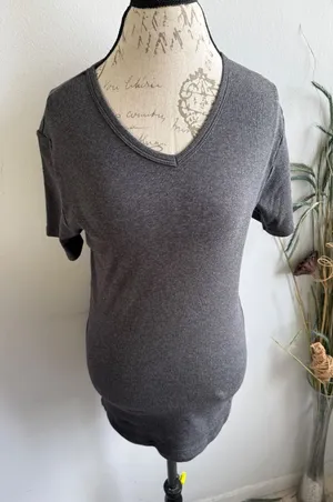 Polo Ralph Lauren Stretch Rib V Neck T Shirt Gray Size L Short Sleeve Logo‎ thumbnail 1