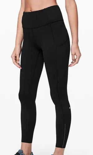 Lululemon black fast and fre 25” crop leggings with pockets size 2 thumbnail 1