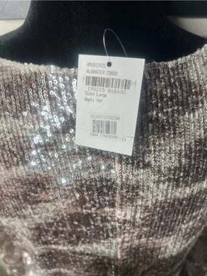 Free People gold rush long sleeve sequins top large NWT thumbnail 7