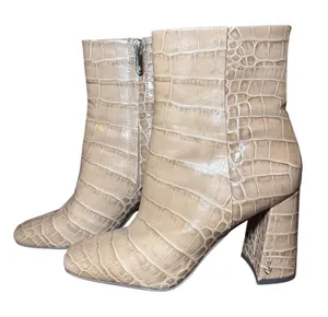 Sam Edelman‎ Codie Ankle Bootie Sesame Croc Embossed Square Toe Block Heel 7M thumbnail 1