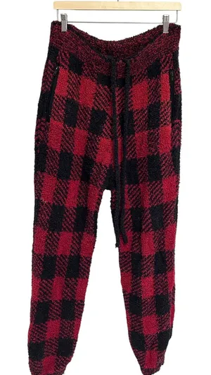 Skims Unisex Cozy Jogger In Brick Buffalo Check Black & Red Size L/XL thumbnail 1