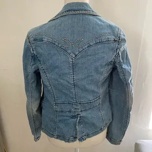 Vintage y2k boho coastal cowgirl Light Blue Jean Jacket size M thumbnail 2