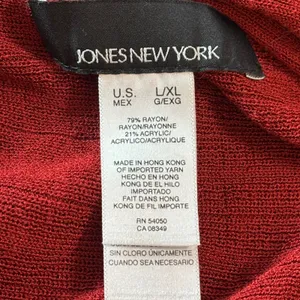 Jones New York Red Striped Open Front Handkerchief‎ Hem Cardigan Womens L/XL thumbnail 3