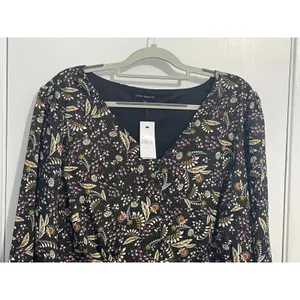 Lane Bryant Babydoll Blouse Size 18 Floral Glitter Whimsygoth Boho Office NWT thumbnail 3