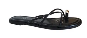 Serra Black Strappy Faux Leather Sandals Silver Tone Accent Size 8 NWT thumbnail 1