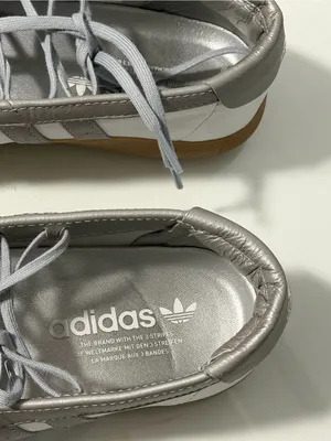 adidas White and Silver Lace-Up Ballet-Style Sneakers thumbnail 7