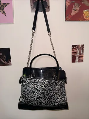 Vintage Chaps Snow Leopard & Patent Leather Shoulder Bag thumbnail 7