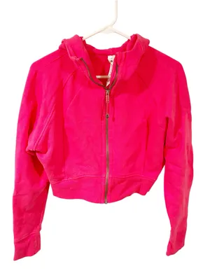 Lululemon Lip Gloss Pink Scuba Full Zip Cropped Hoodie Sweatshirt Size 10 thumbnail 1