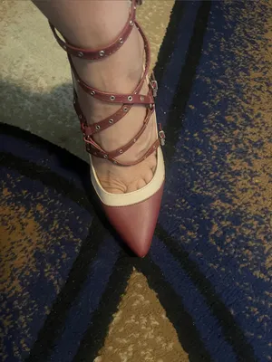 Charlotte Russe Burgundy and Cream Pointed Strappy heels thumbnail 2