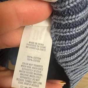 Aerie Vintage Cotton Dyed Navy Blue V Neck Cozy Chunky Sweater Small thumbnail 5